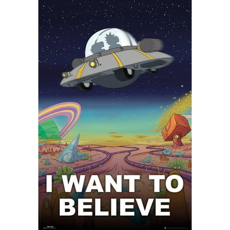 Believe Poster Print - Rick And Morty - TV Show Poster / Print (UFO - I Want To Believe) (Size: 24
