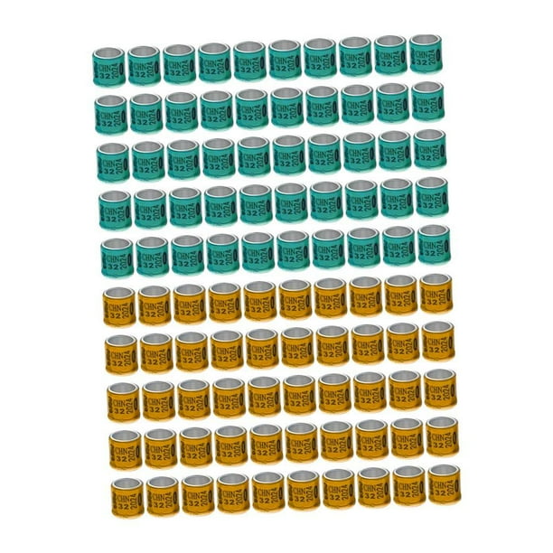 100 anillos para pata de paloma (2023) para identificación de pinzones bantam naranja y verde