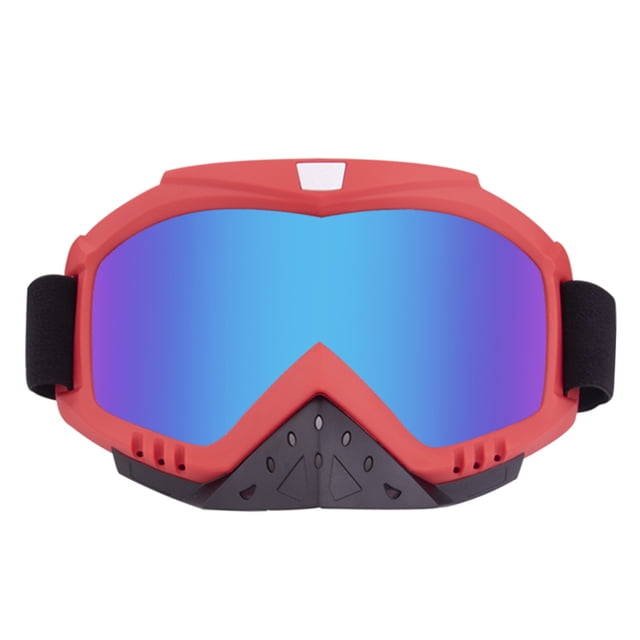 Mistaha Off-road Motorcycle Goggles Windproof Sand-Proof Eye Protection Shield for Helmet, Model 369 (7 Colors), Red Frame Colored Lens