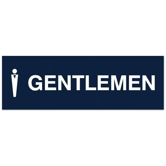Signs ByLITA Basic Gentlemen Figurine Sign - Laser-Engraved Lettering | Durable ABS Plastic | Vibrant Colors | Powerful Foam Tape (Navy Blue / White) - Large