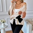 thumbnail image 4 of Women'S Cute Heart Pattern Cardigan Scalloped Edge Button Front Sweater V Neck Long Sleeve Knit Cardigan Apricot Color S, 4 of 8