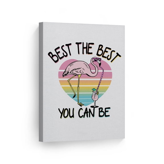 Smile Art Design Best the Best You Can Be Quote Flamingo White Background Canvas Wall Art Print Kids Room Decor Baby Room Decor Nursery Decor Made in the USA- 40x30