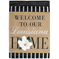 Dicksons Magnolia Garden Welcome To Our Louisiana Home Burlap Brown 42 x 29 Polyester Outdoor Garden Flag