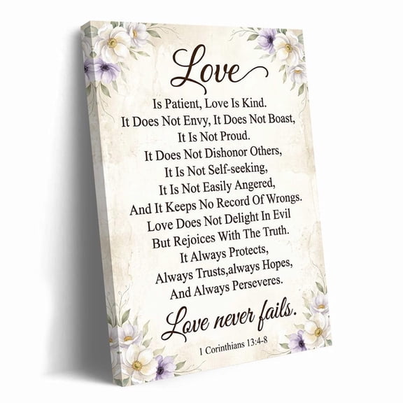 Love Is Patient Love Is Kind Canvas Wall Art Bible Verse 1 Corinthians 13 Christian Scripture Print Inspirational Home Decor