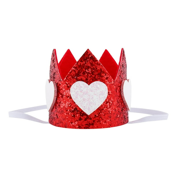 GOOHOCHY 1 banda para el cabello para niños, corona 3D con patrón de corazón, diadema para fiesta de cumpleaños para niños (rojo)