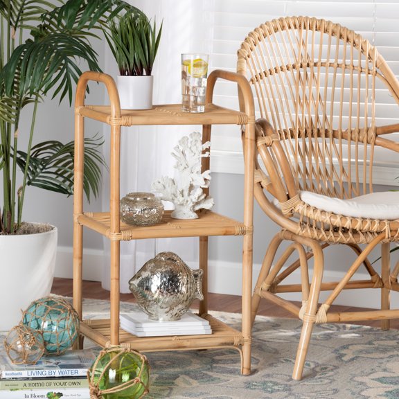 bali & pari Barras Rattan BOHO Display Shelf, Natural Brown