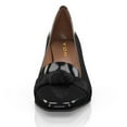 thumbnail image 2 of YDN Women Square Toe Slip on Loafers Knot High Chunky Heels Comfortable Daily Dress Prom Shoes Size 7 Black, 2 of 4