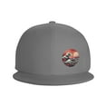 thumbnail image 3 of DouZhe Flat Brim Cap Snapback Hat, Rétro Japonais Vagues Imprime Réglable Gris Adulte Baseball Cap, 3 of 6