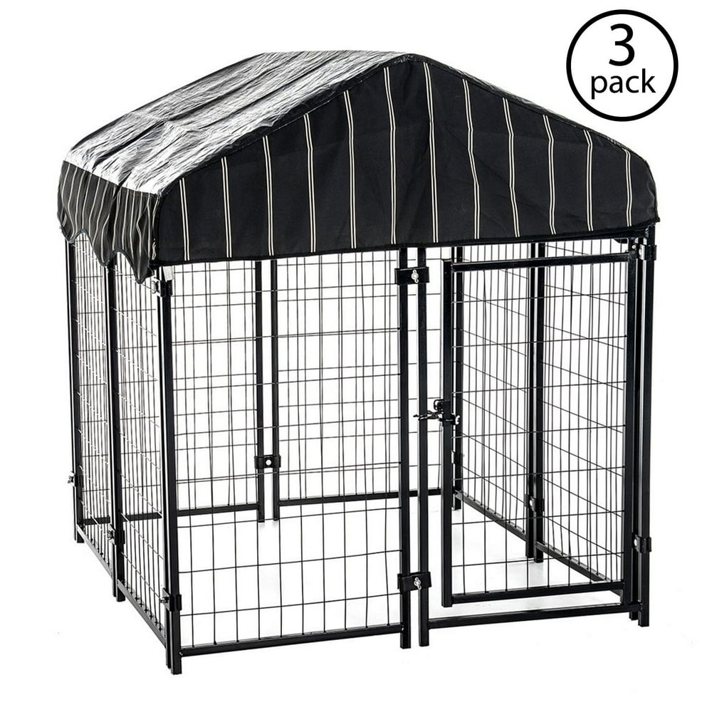 Lucky Dog SingleDoor Outdoor Welded Wire Pet Kennel with Cover, Black