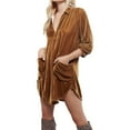 thumbnail image 2 of Valueadd Women's Shirts Velvet Long Sleeve Pocket Casual Shirt Dress, 2 of 7