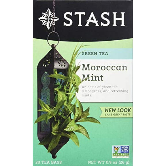 Stash Tea Moroccan Mint Green Tea - Caffeinated, Non-GMO Project Verified Premium Tea with No Artificial Ingredients, 20 Count (Pack of 6) - 120 Bags Total