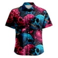 thumbnail image 4 of Halloween Button Up Shirt Men Skull Print Turndown Collar Short Sleeve Regular Fit Mens Shirts Casual, 4 of 5