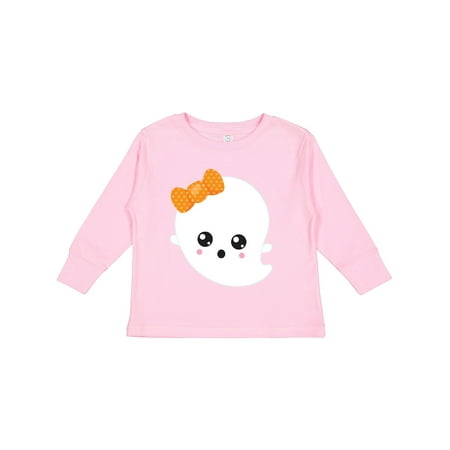 

Inktastic Halloween Ghost Ribbon Bow Trick or Treat Boo Gift Toddler Toddler Girl Long Sleeve T-Shirt