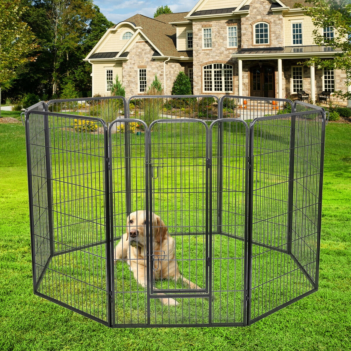 Lowestbest Playpen for Pet Dog Puppy Cat, Foldable Metal Pet Exercise