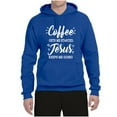 thumbnail image 2 of Wild Bobby Coffee Gets Me Started Jesus Keeps Me Going Inspirational/Christian Unisex Graphic Hoodie Sweatshirt, Royal, XX-Large, 2 of 5