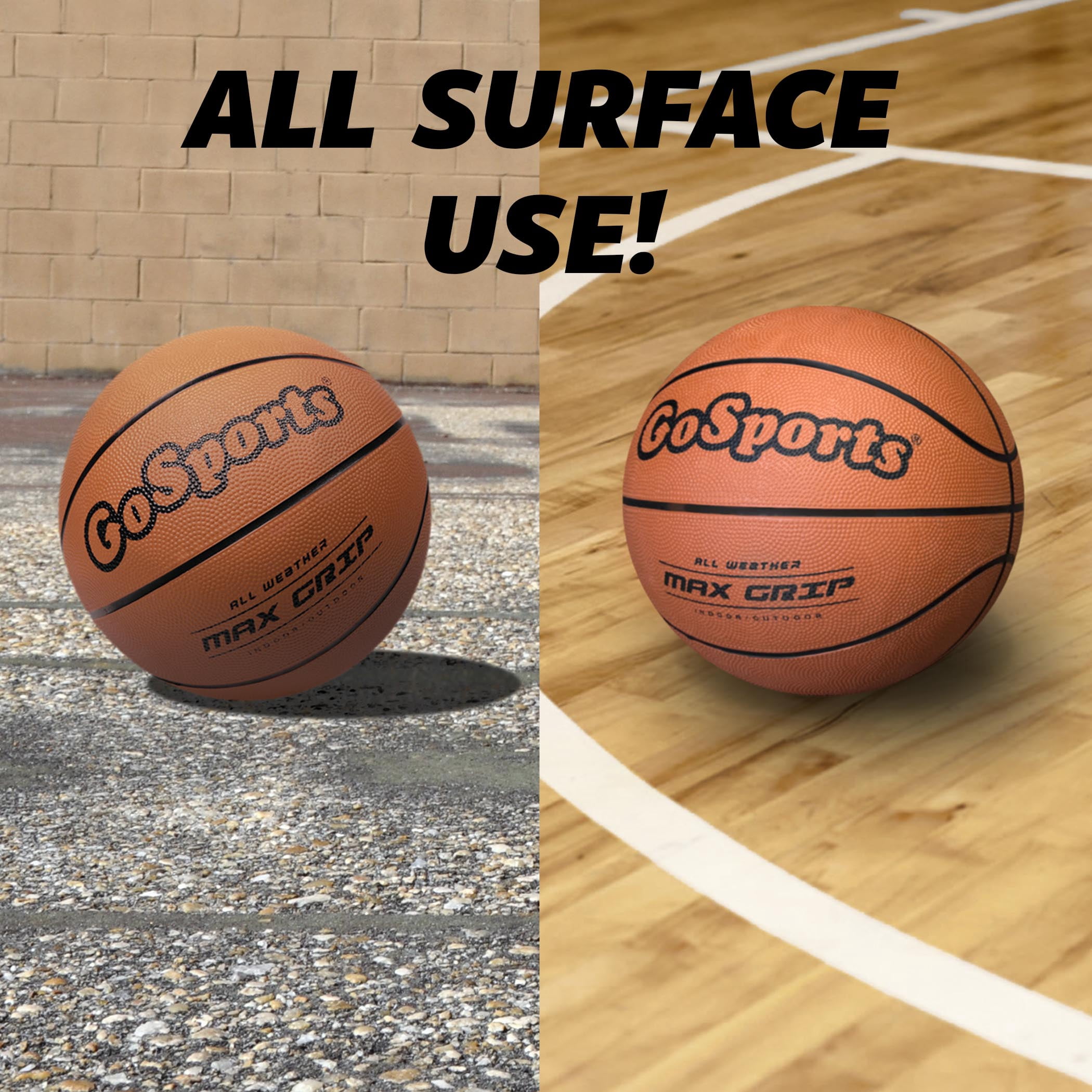 GoSports Indoor / Outdoor Rubber Size 7 Basketball - 29.5" Basketball 6 Pack, Includes Pump and Tote