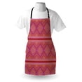 thumbnail image 4 of Ethnic Apron, Bi-color Design Geometrical Ornamental Traditional Motif Folk Art, Unisex Kitchen Bib with Adjustable Neck for Cooking Gardening, Adult Size, Dark Magenta Marigold, by Ambesonne, 4 of 4
