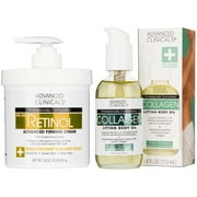Advanced Clinicals Collagen Body Oil + Anti Aging Retinol Body Cream. Set of Two.