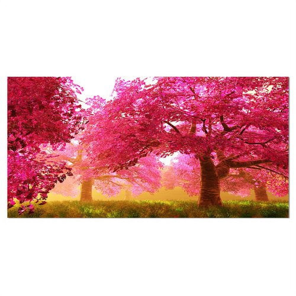 Designart 'Mysterious Red Cherry Blossoms ' Large Landscape Canvas Art
