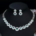thumbnail image 5 of Red CZ Big Round Choker Necklace Earrings Bridal Wedding Banquet Jewelry Set, 5 of 9