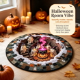 thumbnail image 5 of 3D Halloween Rug, 2026 New 3D Novelty Ghost Skeleton Optical Illusion Rugs, Round Rug with Non-Slip Bottom, Soft Crystal Velvet for House, Living Room, Dorm & Horror Party Decor, 20*20", 5 of 8