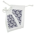 thumbnail image 2 of Crescent Fabric Pouch Set of 2, Monochrome Themed Pattern with Roses and Moon Bohemia Starry Night Composition, Drawstring Bag for Toiletries Masks and Favors, 9" x 6", Indigo White, by Ambesonne, 2 of 2