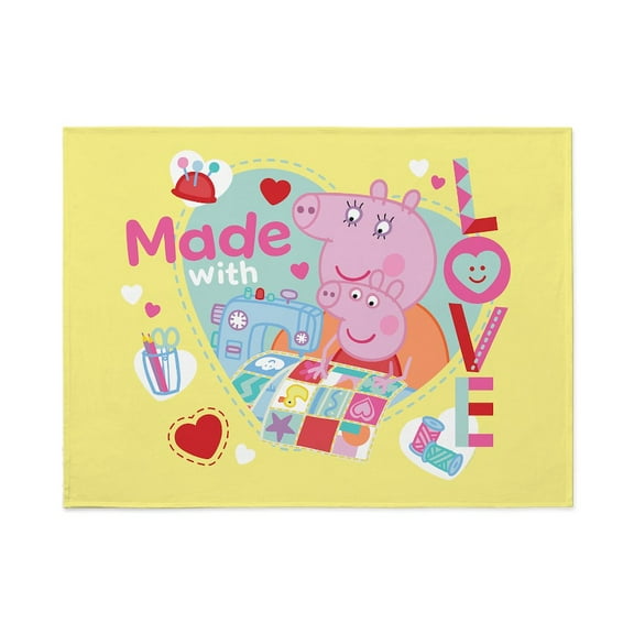 CafePress - Peppa Pig: Made With Love - Large Plush Fleece Throw Blanket, 80" L x 60" W