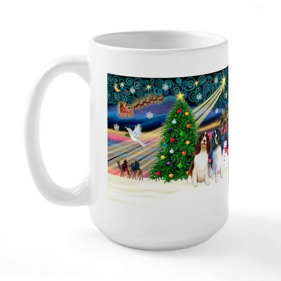 CafePress - Xmas Magic & Eng Spring 1LW,1BW Large Mug - 15 oz Ceramic Large White Novelty Mug