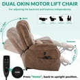 thumbnail image 6 of VIVIJASON Tall Man Large Dual Motor Power Lift Recliner Chair with Extended Footrest, Overstuffed Lay Flat Sleeper Electric Recliner W/Heat & Massage, Lumbar Pillow, USB & Type-C Ports, Brown, 6 of 8