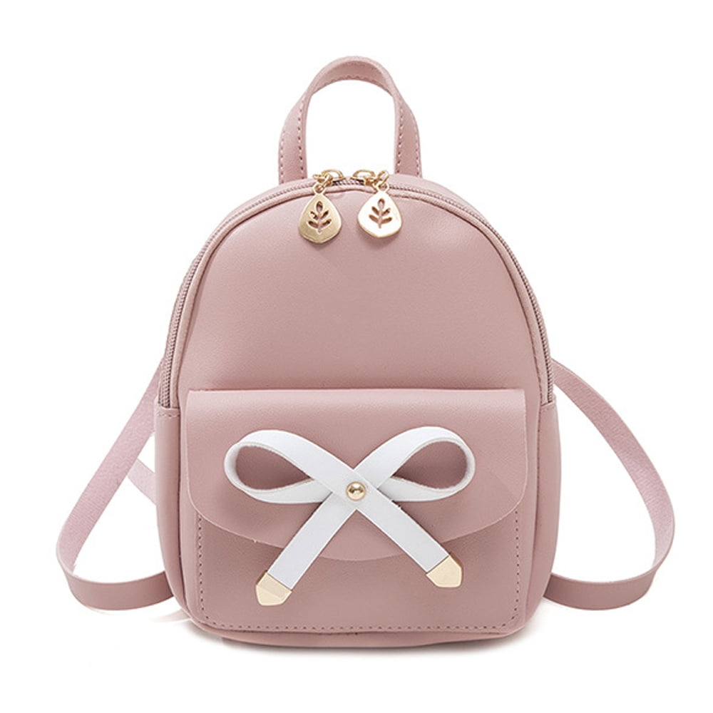 Girls Bowknot Cute Leather Backpack Mini Backpack Purse for Women