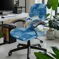 thumbnail image 2 of FKELYI Office Chair Cover Anti-Dust Swivel Chair Slipcover Washable Computer Chair Protector for Home Office Blue Marble Texture Turtle Print Decoration, Large, 2 of 6