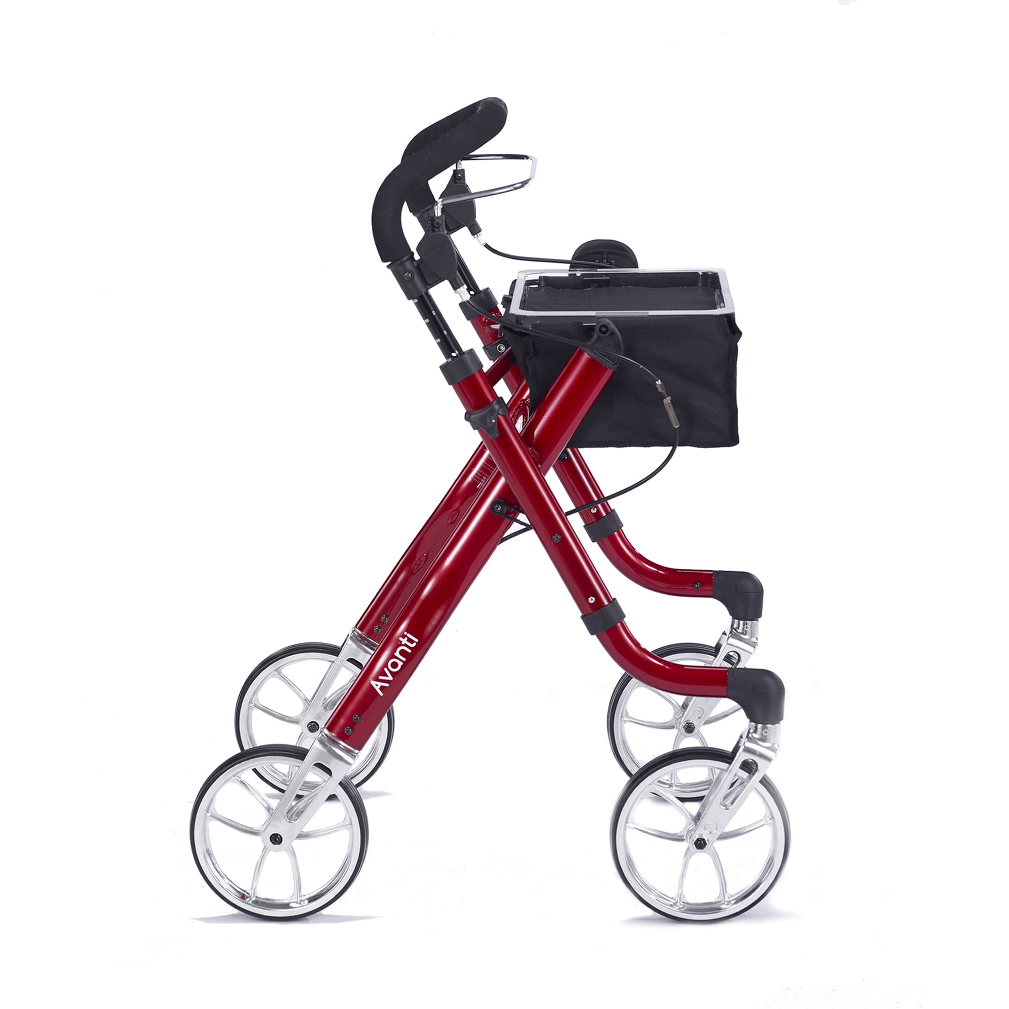 Comodita Avanti Rollator Walker with Unique One or Two-Hand Operation Ideal for Stroke Patients Lightweight Rolling Walker/Rollator (Metallic Red)