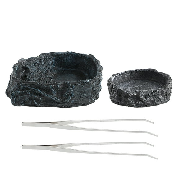 OATIPHO Sturdy Reptile Feeding Bowl Multi-Color Resin and Steel for Pets 1Set