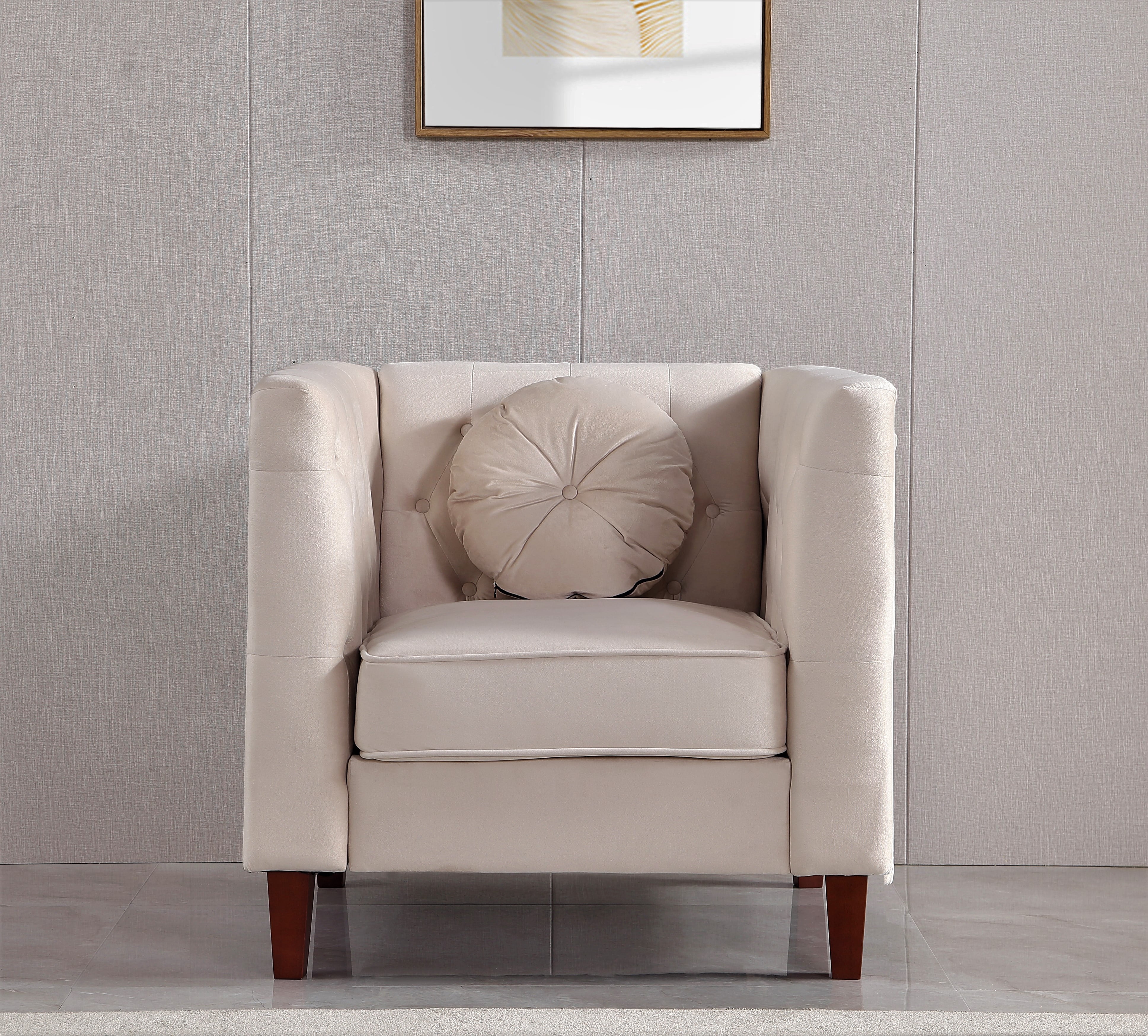 Uspridefurniture Fancher Kittleson Velvet Classic 3Pcs Living Room Set,Beige