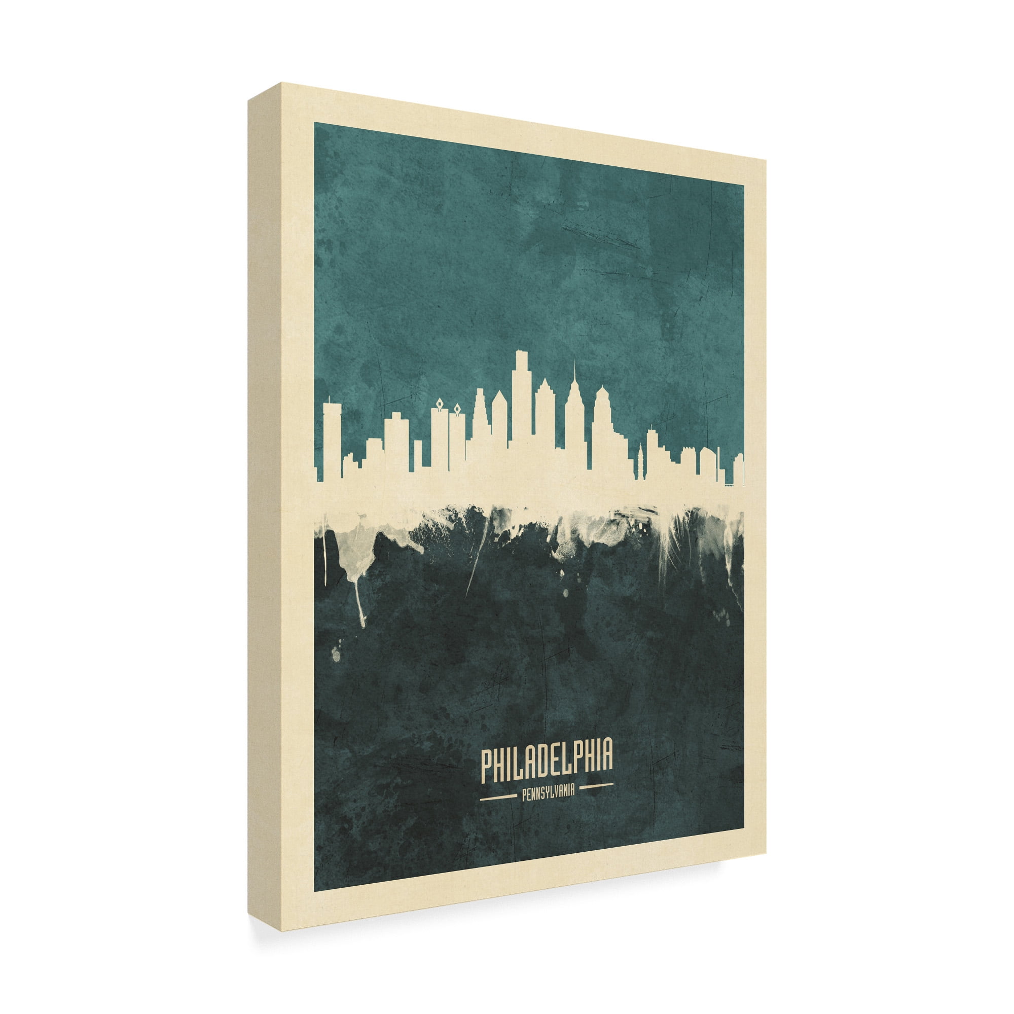 Trademark Fine Art 'Philadelphia Pennsylvania Skyline Teal' Canvas Art by Michael Tompsett