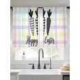 thumbnail image 2 of Happy Easter Sheer Curtains 54 Inch Length 2 Panels Set Window Treatments, Black and White Carrots Colorful Plaid Rod Pocket Semi Curtains for Living Room/Bedroom/Kitchen Décor, 104"W x 54"L, 2 of 7