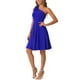 thumbnail image 4 of Vestido de fiesta A-Line con tirante asimétrico y lazo para mujer INSPIRE CHIC, con bolsillos, color azul real, talla M, 4 of 6