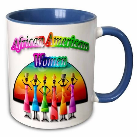 3dRose African American women and colorful African colored background - Two Tone Blue Mug, 11-ounce