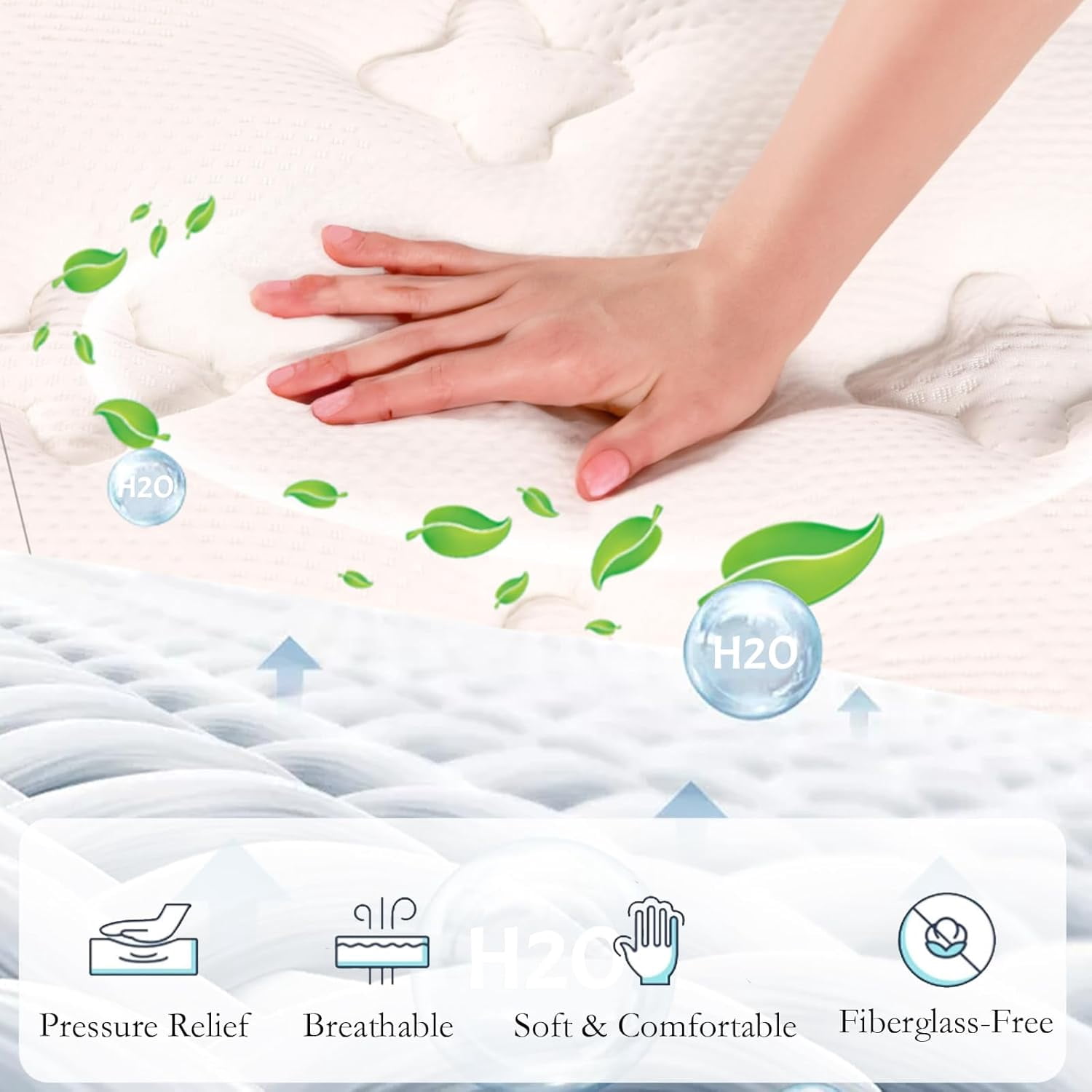 12 inch Memory Sponge Queen Mattress Upgraded Version Medium Firm Pressure Relief Back Pain Relief Strong Edge Support Individually Springs