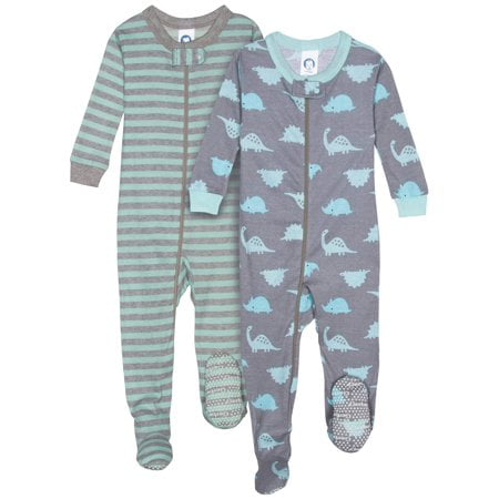 Gerber Baby Boys Organic 2 Pack Cotton Footed Unionsuit