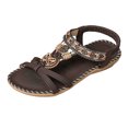 thumbnail image 2 of EliteGoogv Womens Flat Sandals Bohemian Hollow Out Rhinestone Flower Arch Support Toe Post Sandals For Women Summer Beach Shoes Womens Sandals Coffee US :6, 2 of 9