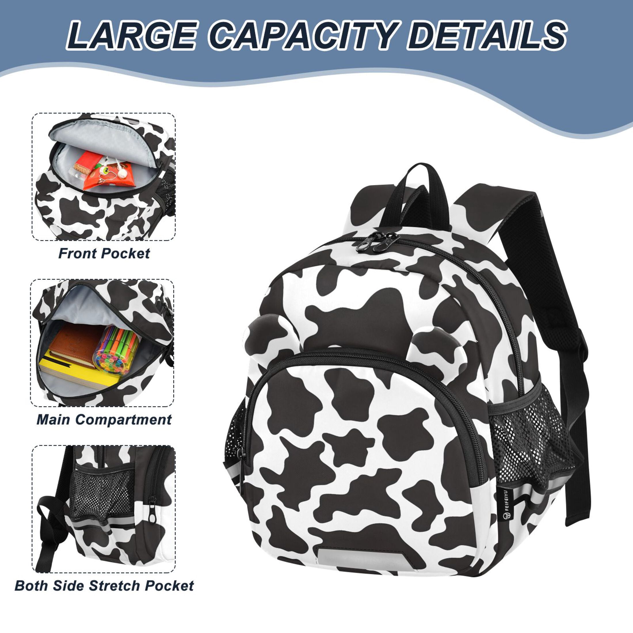 ALAZA Cow Print Mini Backpack School Bookbag Age 3-7 Medium