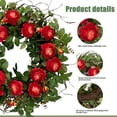 thumbnail image 4 of 24 Inch Blossom Cabbage Rose Wreath Flame Red & Burgundy Flower Ivy Everyday Summer Wreath for Valentine's day, Thanksgiving Day, Christmas, 4 of 9