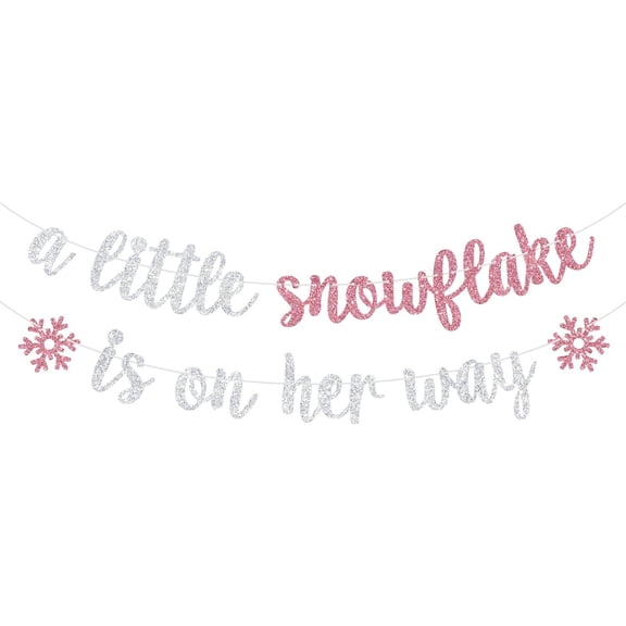 A Little Snowflake is on Her Way Banner, Welcome Baby Girl, Oh Baby, Winter Themed Baby Shower/Gender Reveal/Birthday Party Decorations