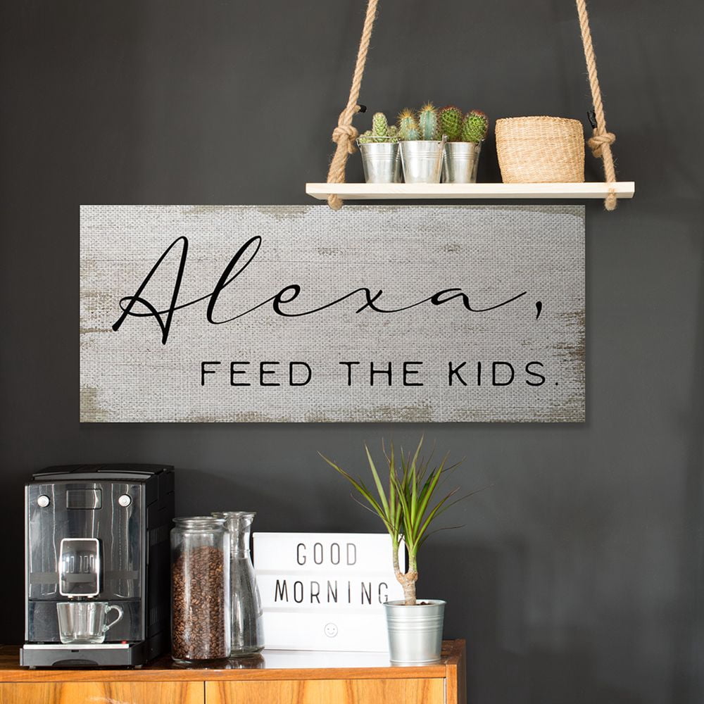 Stupell Industries Alexa Feed the Kids Funny Kitchen Family Sign Canvas Wall Art Design by Daphne Polselli, 17" x 40"