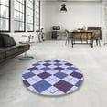 thumbnail image 3 of Ahgly Company Indoor Round Patterned Deep Periwinkle Purple Area Rugs, 3' Round, 3 of 6