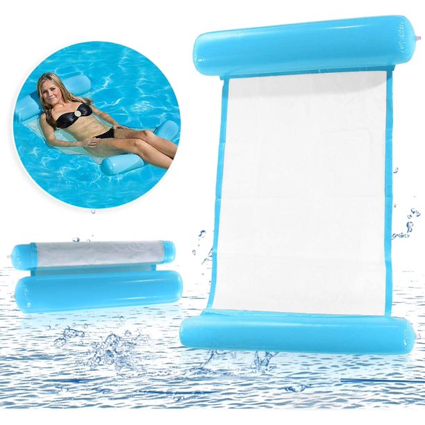 Hamaca de agua flotante inflable cama hamaca de agua cama flotante hamaca de agua flotante multiusos, para fiesta de verano natación playa vacaciones adultos niños juguete de agua (azul) JFHHH pequeña
