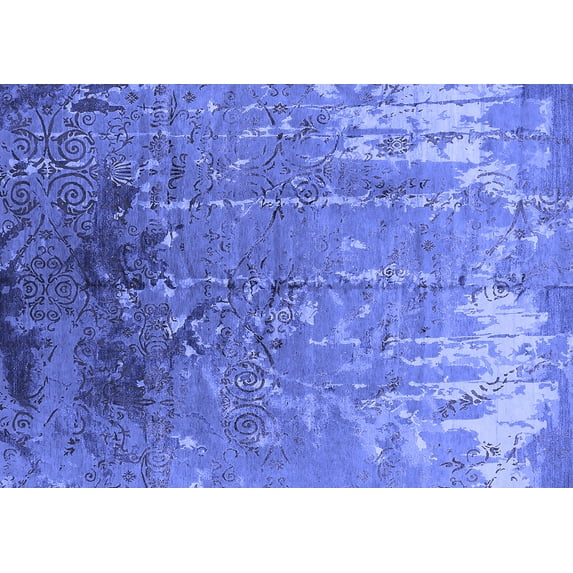 Ahgly Company Indoor Rectangle Oriental Blue Industrial Area Rugs, 2' x 5'