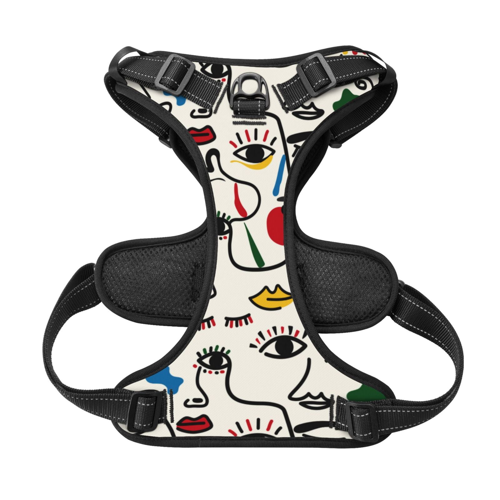 Kdxio Aabstract Eyes Print No Pull Dog Harness Adjustable Reflective Oxford Easy Control Medium Large Dog Harness for Training and Everyday-Small