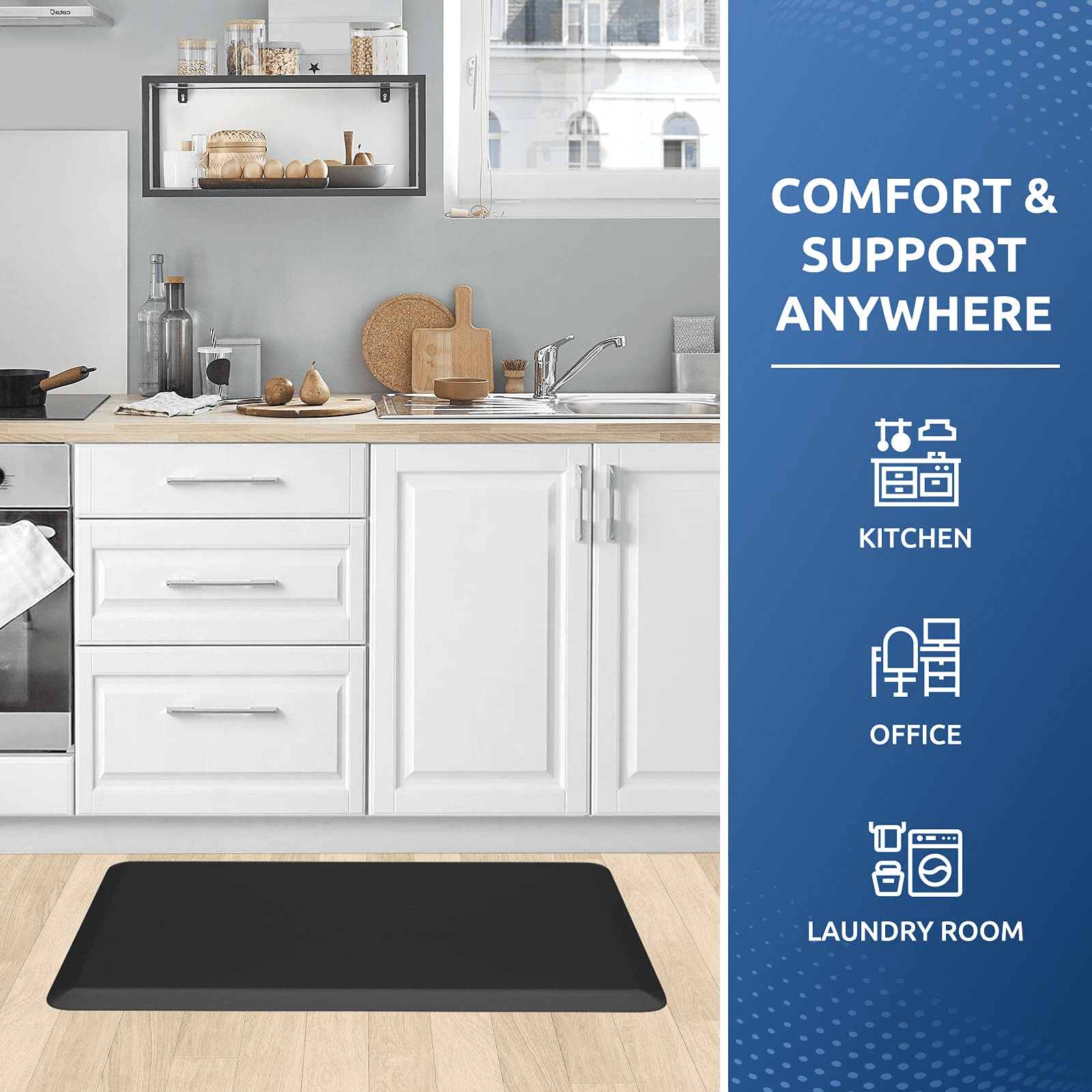 GMMGLT Kitchen Mat Cushioned Anti-Fatigue Kitchen Rug, Non-Slip Kitchen Mats and Rugs Comfort Foam Rug for Kitchen, Floor Home, Office, Sink, Laundry - 15.8